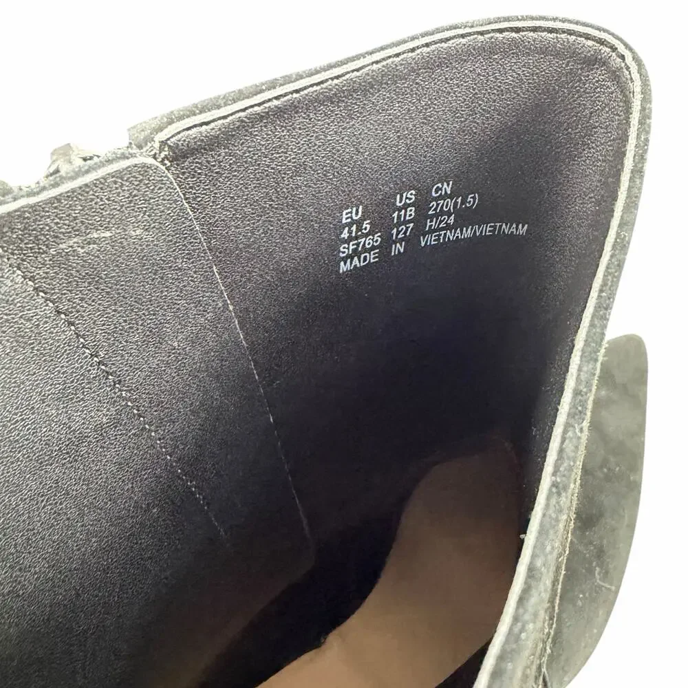 Stuart Weitzman Renegade Suede Block Heel Ankle Boots Black Size 11